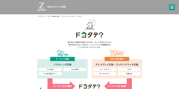 ドコダテ公式サイトキャプチャ画像