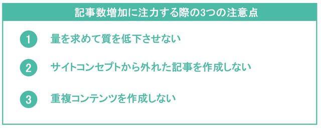 オウンドメディアの記事数増加に注力する際の3つの注意点