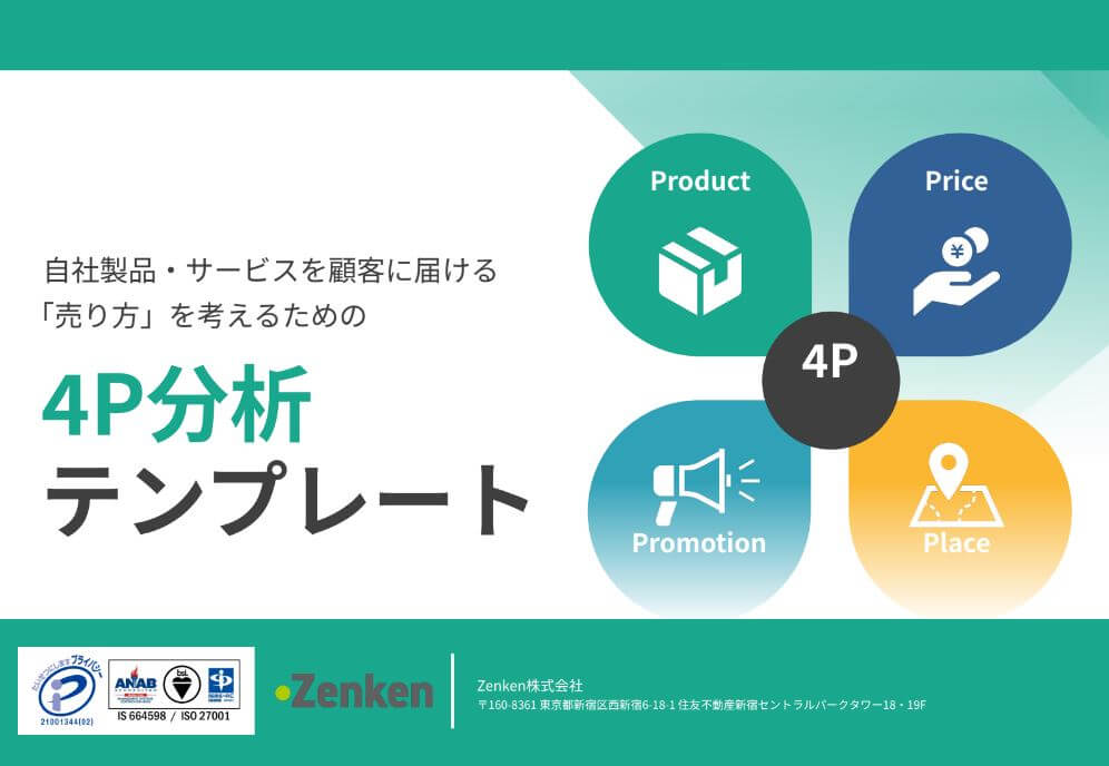 自社製品・サービスを顧客に届ける「売り方」を考えるための4P分析テンプレート