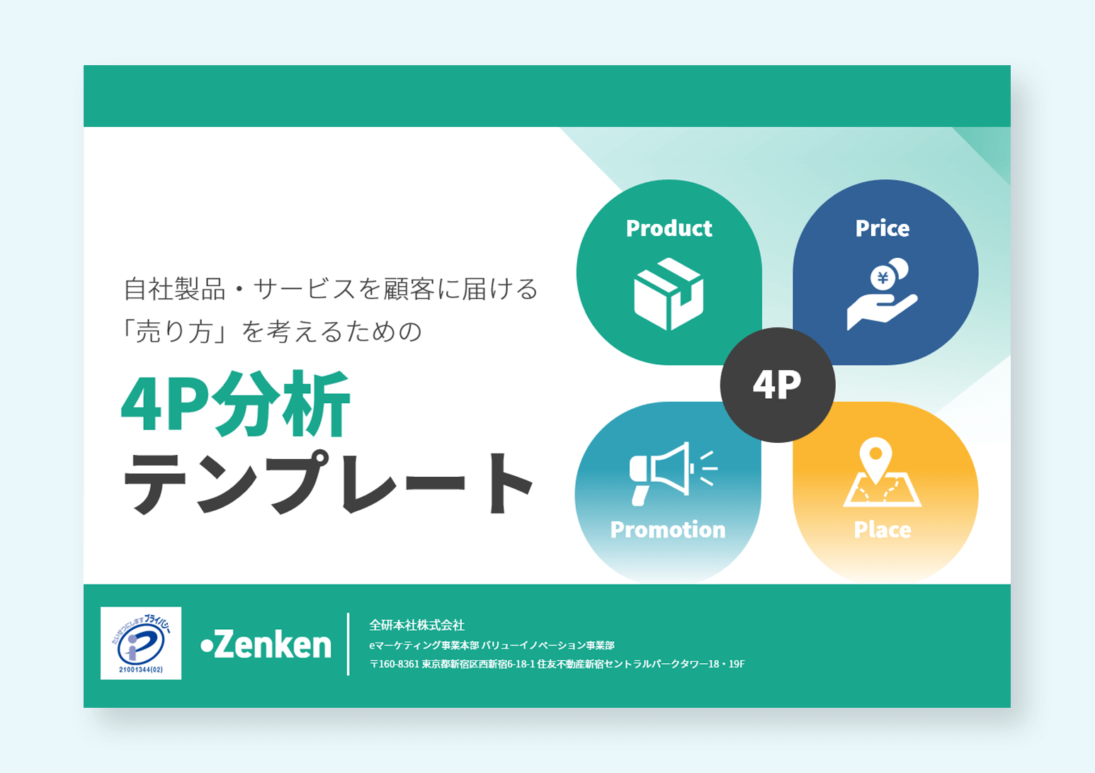 自社製品・サービスを顧客に届ける「売り方」を考えるための4P分析テンプレート