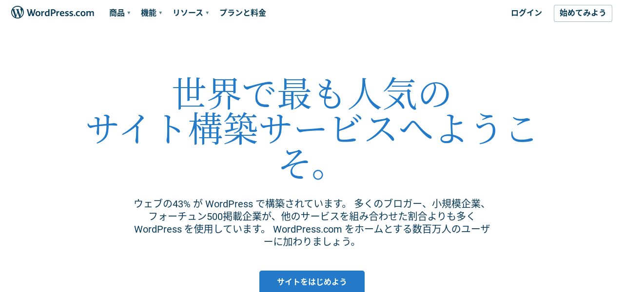 オウンドメディア向けのCMS・プラットフォームAutomattic Inc.「WordPress」公式サイトキャプチャ画像