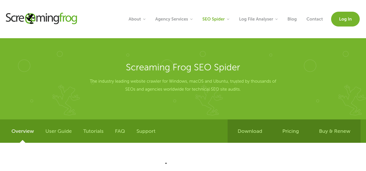 Screaming Frog SEO Spider公式サイトトップページキャプチャ