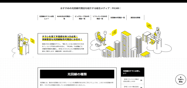 光回線代理店理専門メディアのキャプチャ