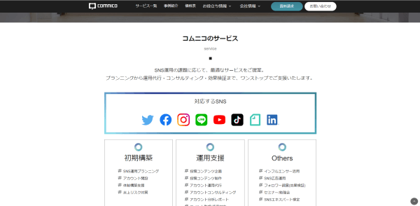 SNS運用代行会社株式会社コムニコ公式サイトキャプチャ画像