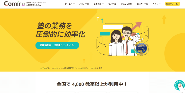 塾管理システムComiru（コミル）とは？費用や機能、導入事例や評判を調査