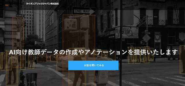 アノテーション代行サービスのLIONBRIDGE公式サイトキャプチャ画像