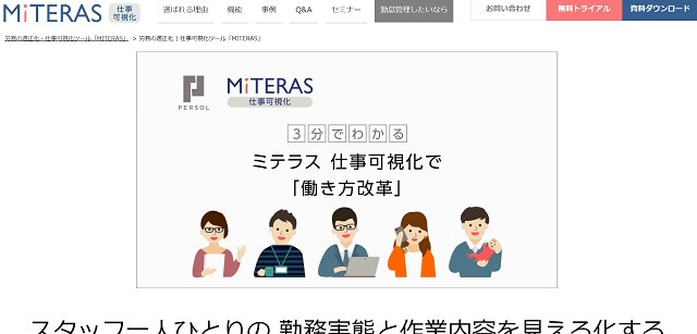 ログ管理ツールMITERAS 仕事可視化の公式サイト画像