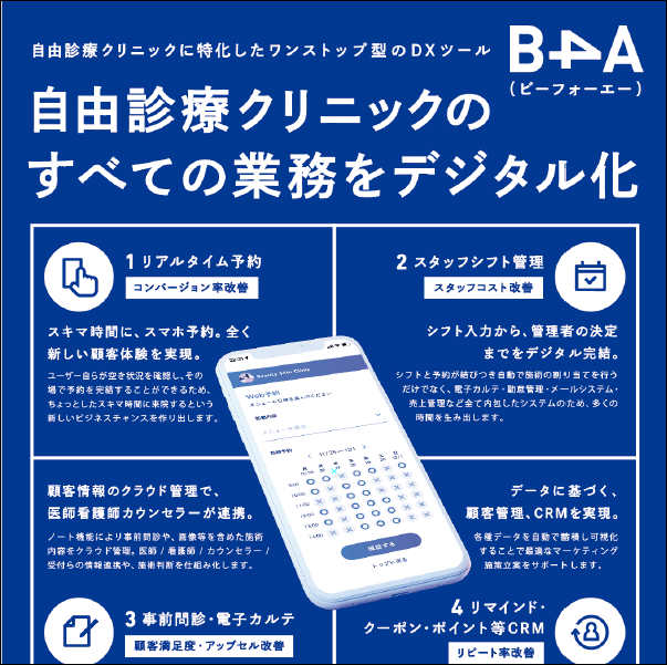 自由診療の業務DXツール「B4A(ビーフォーエー)」<br…