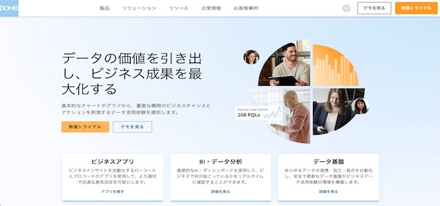 BIツールDomoの公式サイト画像