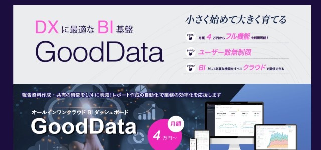 GoodData（クラウドBIGoodDataの公式サイト画像）