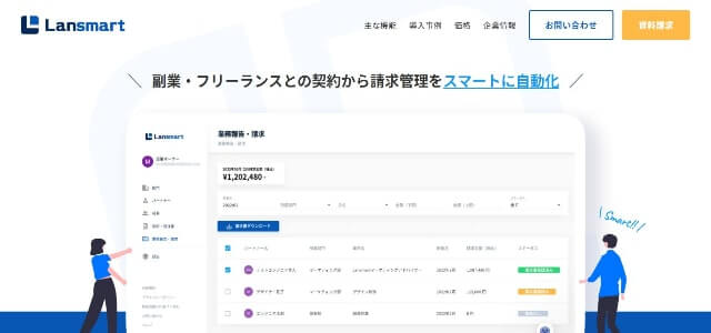 フリーランスマネジメントシステムのLansmart公式サイト画像）