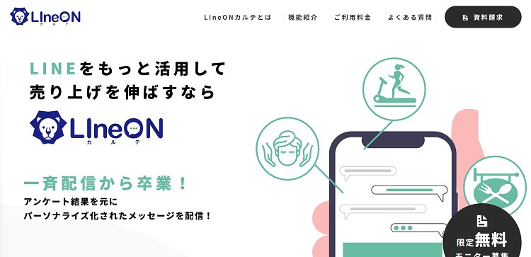 LIneONカルテの公式サイト画像）