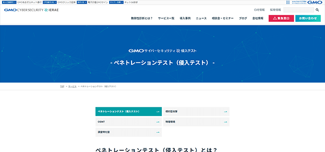 ペネトレーションテスト ペネトレーションテスト(GMO)の公式サイト画像）