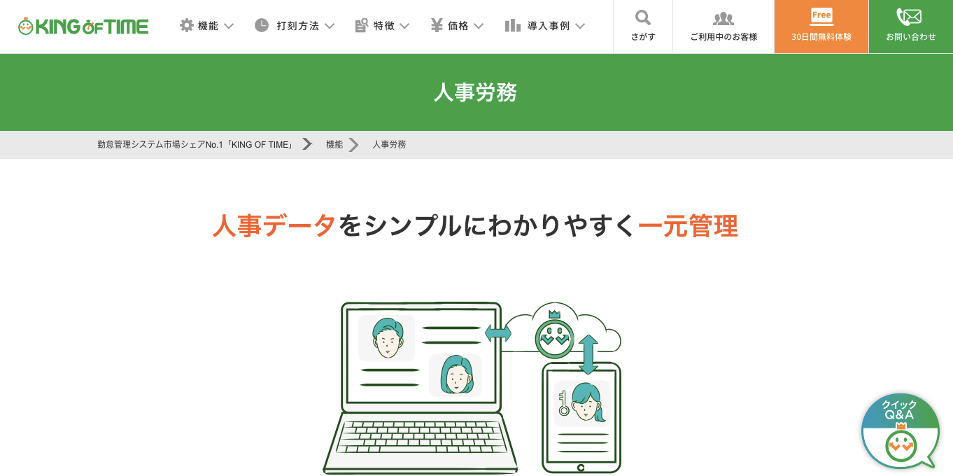 労務管理システム KING OF TIMEの公式サイト画像)