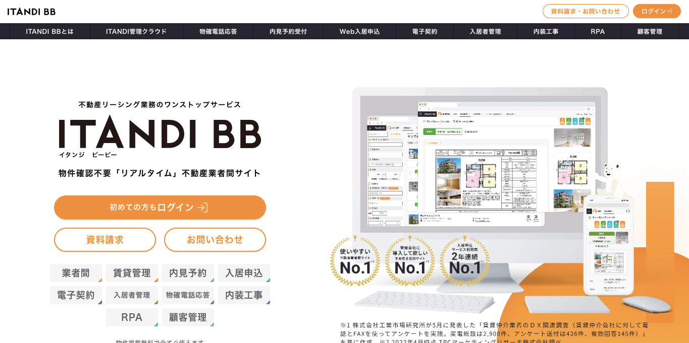 賃貸管理システム ITANDI BBの公式サイト画像）