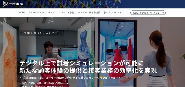 バーチャルフィッティングシステムのDressMirror公式サイト画像