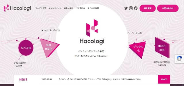 配送管理システムの運送管理Hacologi（ハコロジ）公式サイト画像）