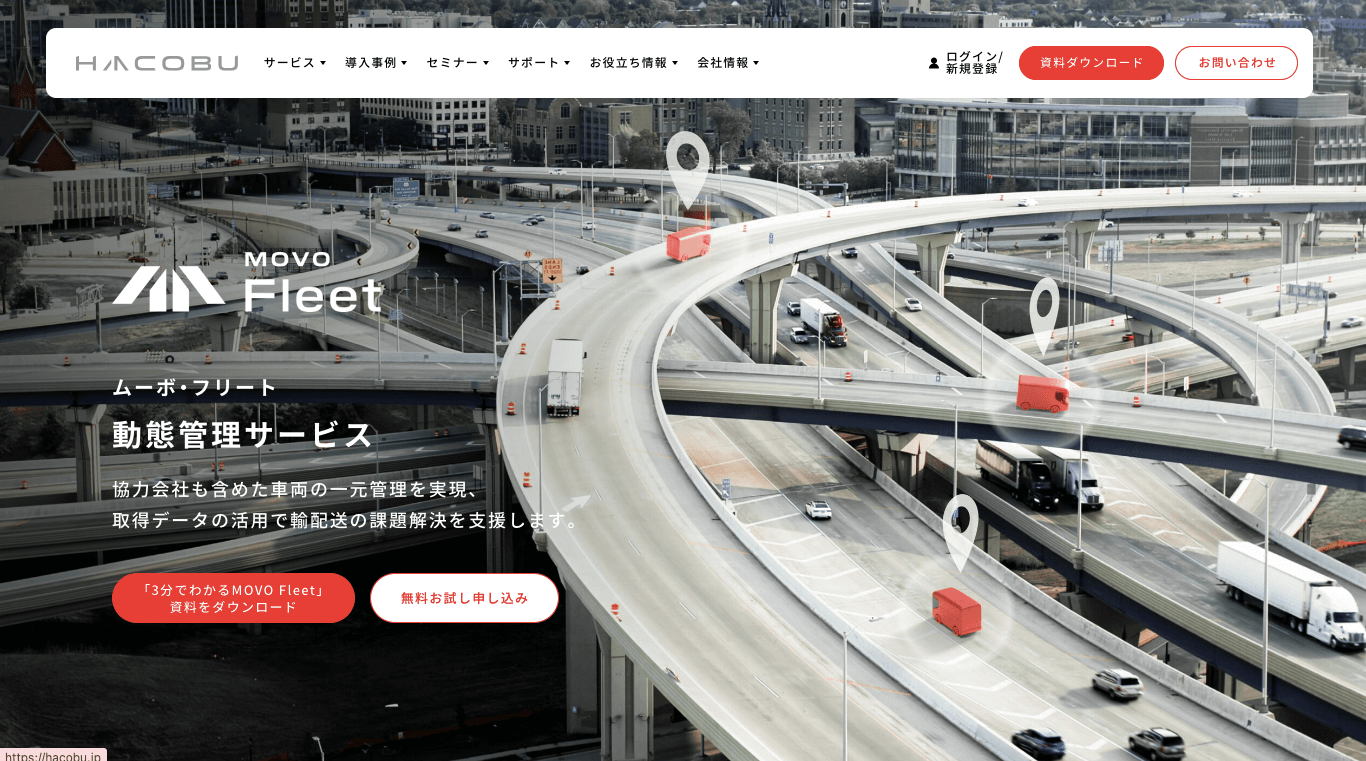 動態管理システム MOVO Fleet（ムーボ・フリート）公式サイト画像）