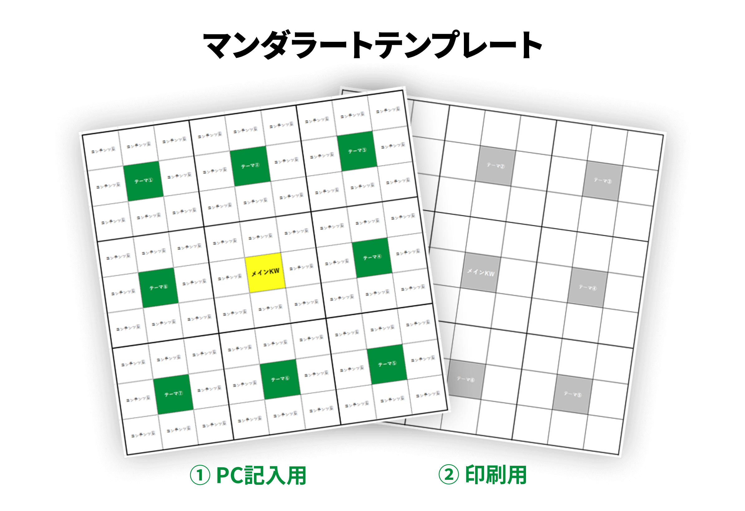 【コンテンツ案発掘用】マンダラートテンプレシート<br>資料ダウンロードページ