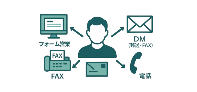 Kaitakuの特徴② マルチチャネル営業（フォーム／DM／ハガキ／コール）