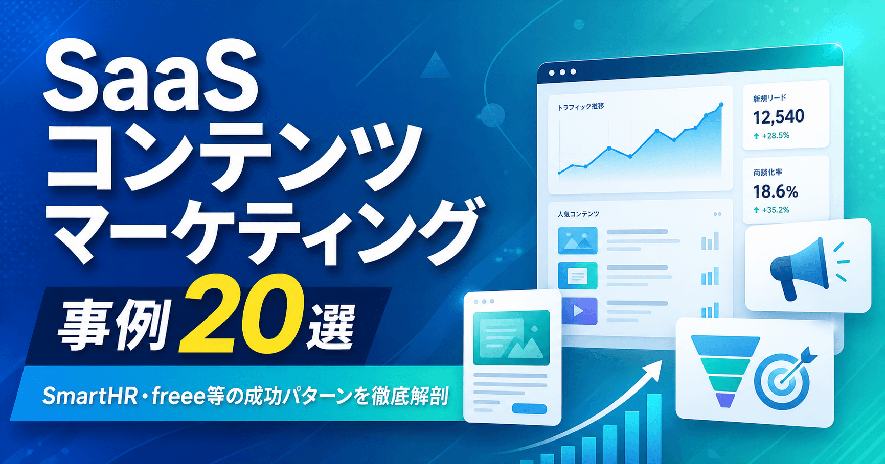 SaaSコンテンツマーケティング事例20選｜SmartHR・freee等の成功パターンを徹底解剖