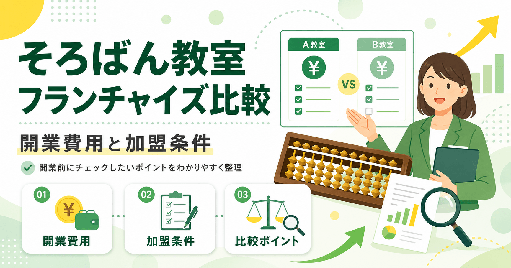 そろばん教室フランチャイズを比較！開業費用と加盟条件