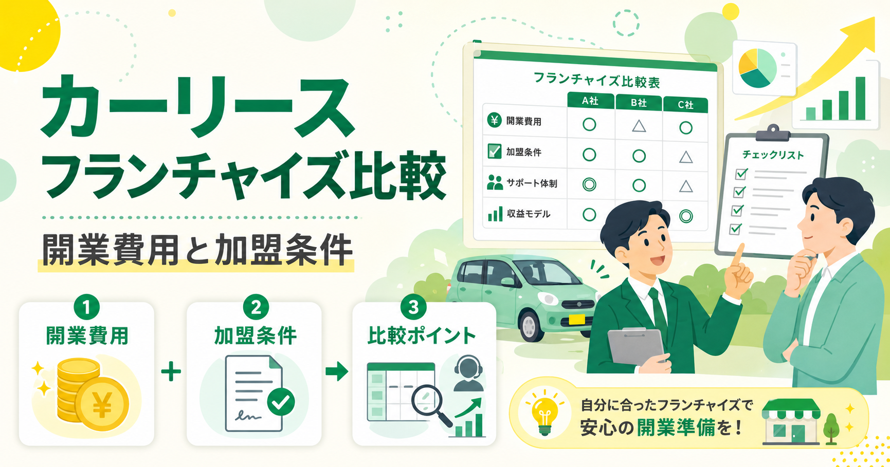 カーリースフランチャイズを比較!開業費用と加盟条件