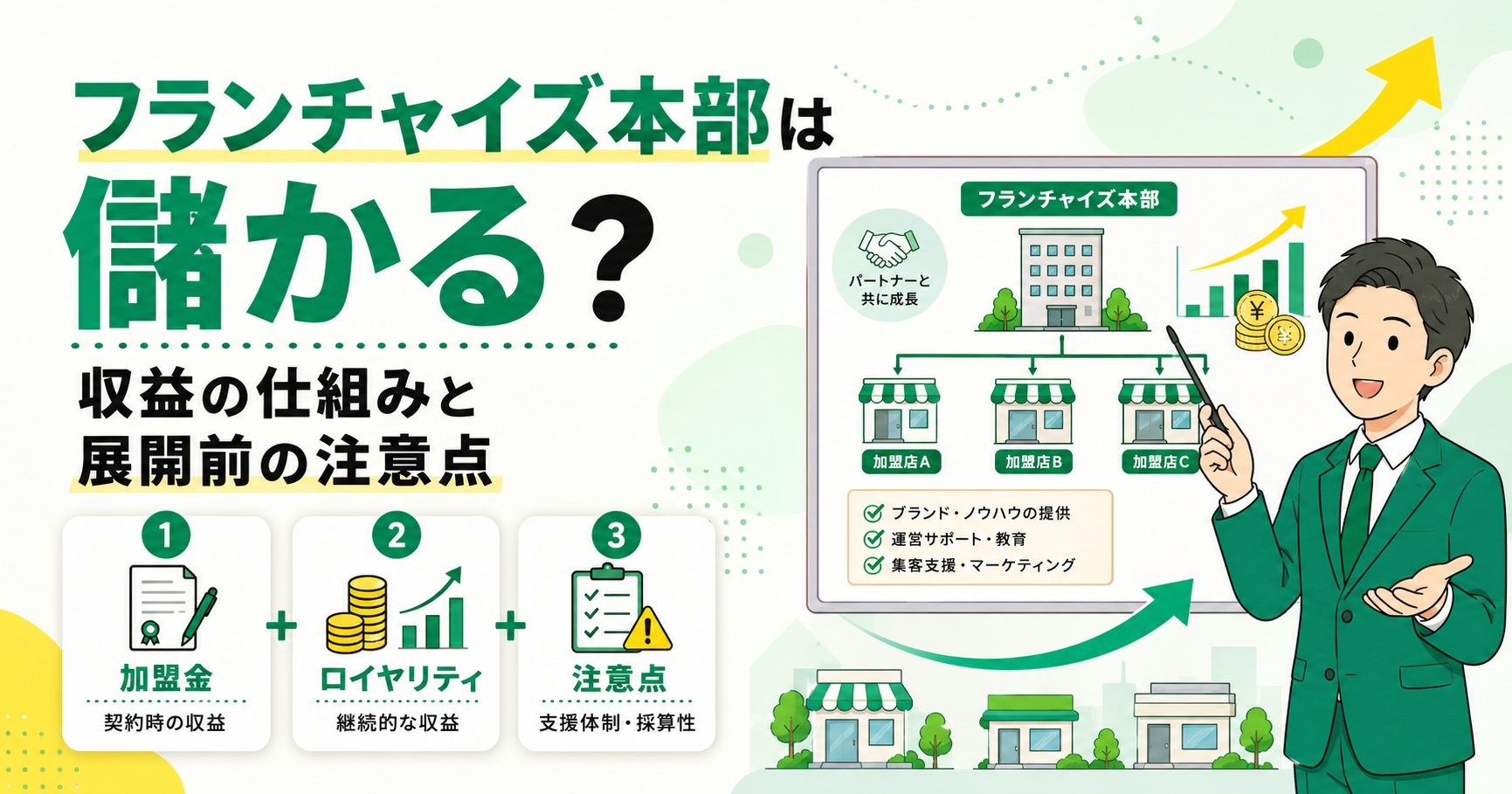 フランチャイズ本部は儲かる？収益の仕組みと展開する前に必要な準備