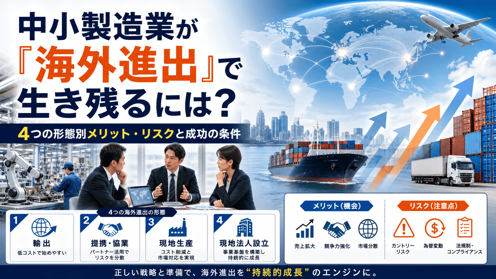 中小製造業が「海外進出」で生き残るには？ 4つの形態別メリット・リスクと成功の条件