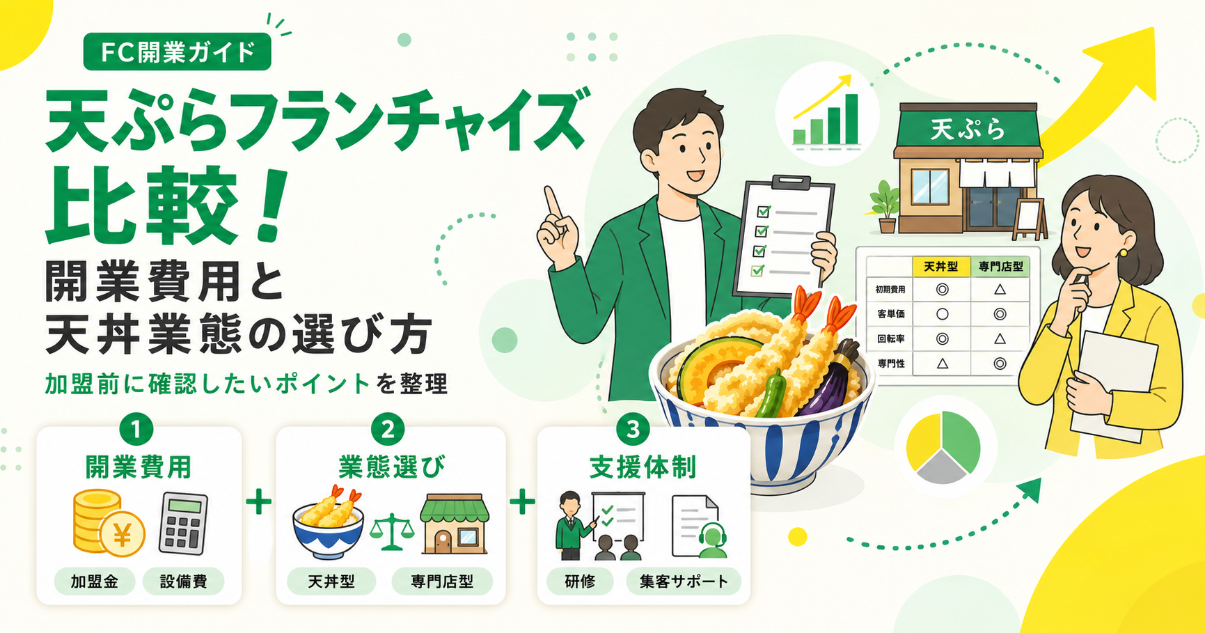 天ぷらフランチャイズを比較！開業費用と天丼業態の選び方