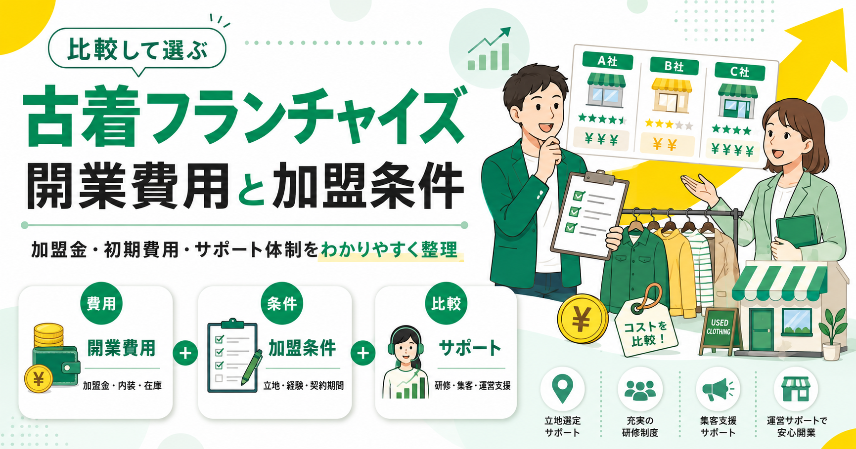古着フランチャイズを比較！開業費用と加盟条件