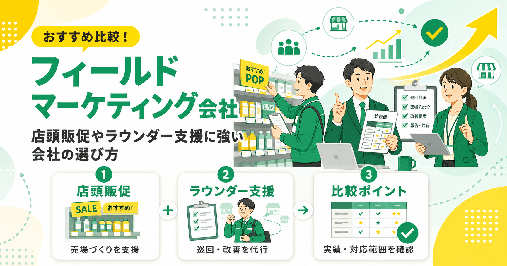 フィールドマーケティング会社おすすめ比較！店頭販促やラウンダー支援に強い会社の選び方