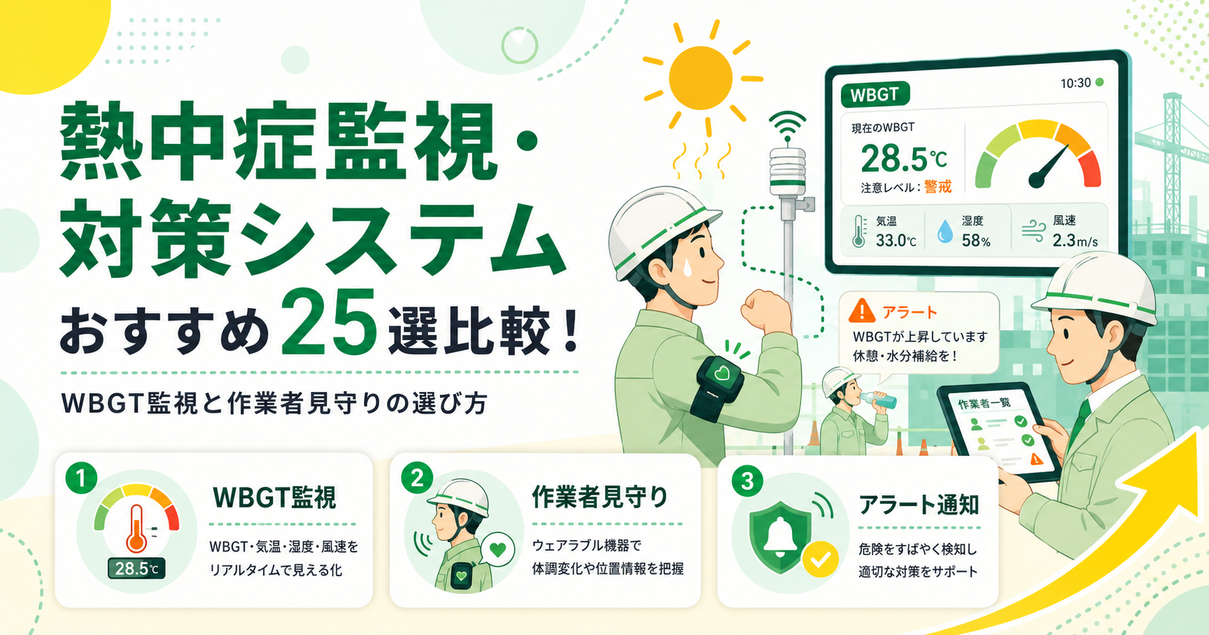 熱中症監視・対策システムおすすめ25選比較!WBGT監視と作業者見守りの選び方