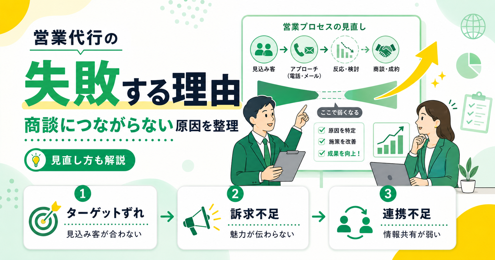 営業代行で失敗する理由と見直し方とは？商談につながらない原…