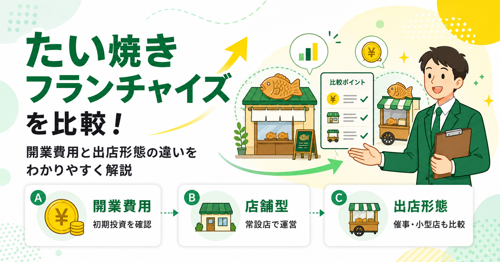 たい焼きフランチャイズを比較！開業費用と出店形態