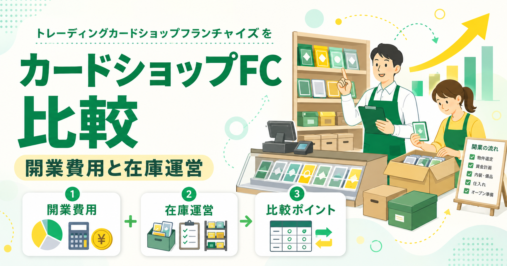 トレーディングカードショップフランチャイズを比較！開業費用と在庫運営
