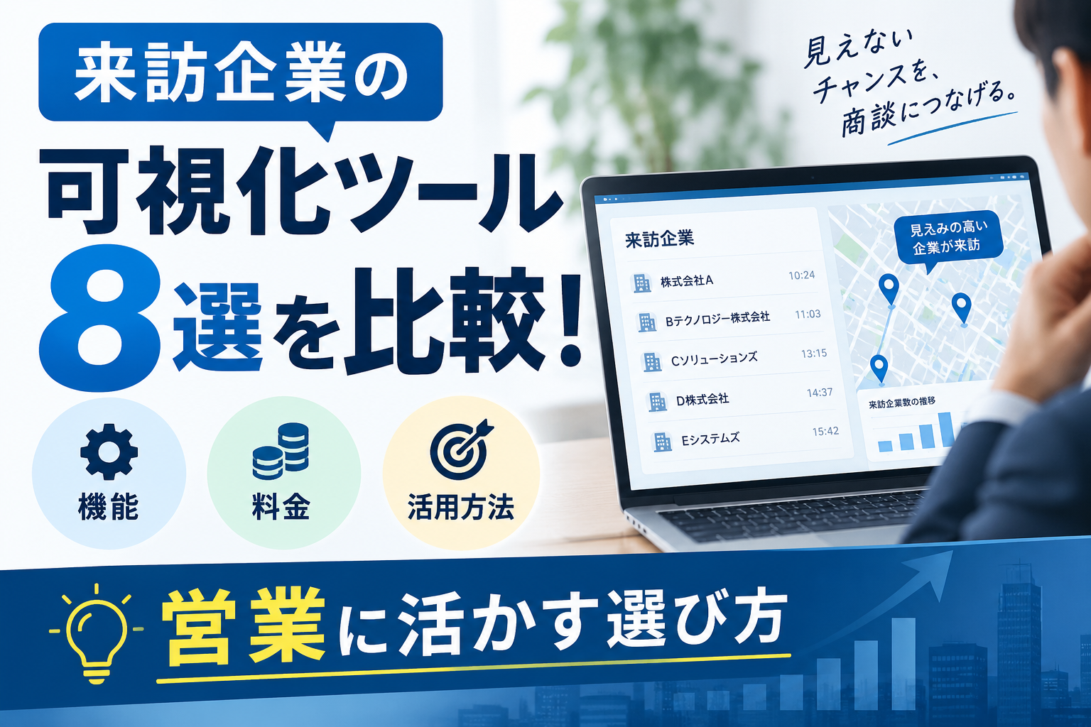 来訪企業の可視化ツール8選を比較！機能・料金と営業に活かす選び方